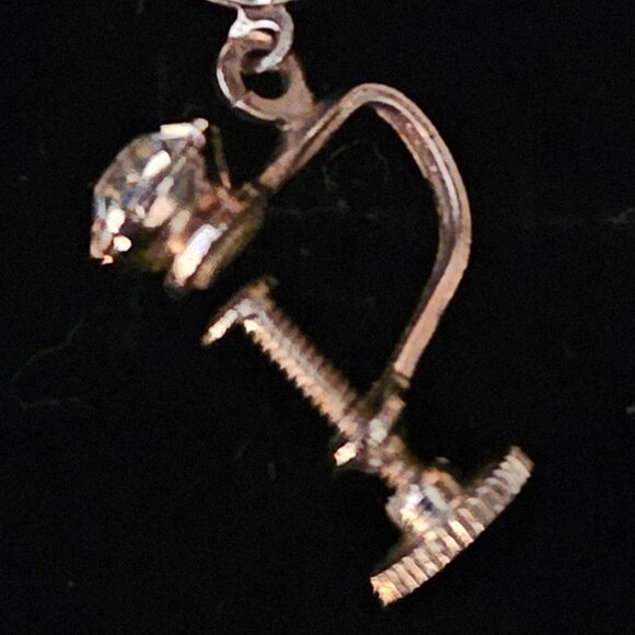 ART DECO STYLE VINTAGE 5 STONE RHINESTONE DROP EARRINGS with SCREW BACK CLOSURE - Picture 10 of 13